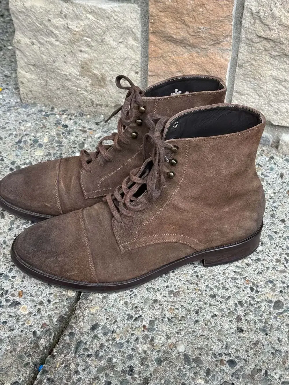 To Boot New York Adam Derrick Brown Suede Cap Toe Lace-Up Boots
